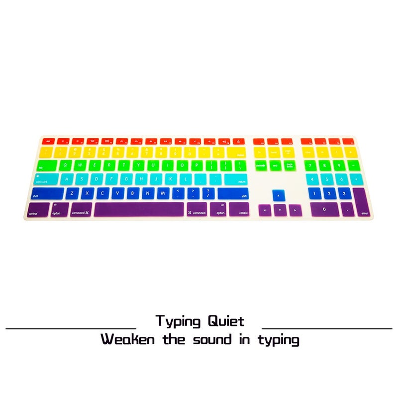 HRH Rainbow Mix Silicone Keyboard Skin Cover for iMac Wired USB Full Size Keyboard with Numeric Keypad A1243(G6 MB110LL/B and MB110LL/A) - Image 3